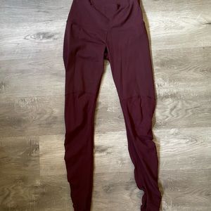 Maroon red high waisted lululemon yoga stirrup leggins size medium.